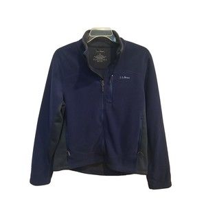 Vtg Mens LL Bean Navy & Gray Full Zip Micro Fleece Jacket , Grey Interior Sz…